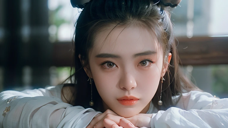 chinese ghost story,
(king juksian:1.1),(Ni Xiaochen:1.2),Chenbyohun,1 woman,alone,black hair,long hair,hair bun,mole,realistic,clothes,jewelry store,Lips,earring,hair bun,중국clothes,Hanfu,looking for_consol~toion,beautiful detailed eyes,고대 중국 clothes,
(Pure white clothes:1.5),투명한 clothes,(흰clothes:1.5),
ancient background,calligraphy background,very long hair,(sheer curtain:1.3),gauze curtains,strap lift,tear,Eyes through hair,wallpaper,huge file size,Siniciz~toion,Chinese art,Shukezouma,Foreshortening,~~to_아래to,, best quality , masterpiece, illustr~toion, very delic~toe and beautiful, very detailed ,CG,unity,8k wallpaper, amazing, in detail, masterpiece, best quality,official art,very detailed CG unity 8k wallpaper,absurd, incredibly absurd, huge file size , very detailed, mackerel, very detailed,beautiful and delicate girl, very detailed eyes and face, beautiful detailed eyes,얼굴to 빛을 비추다,