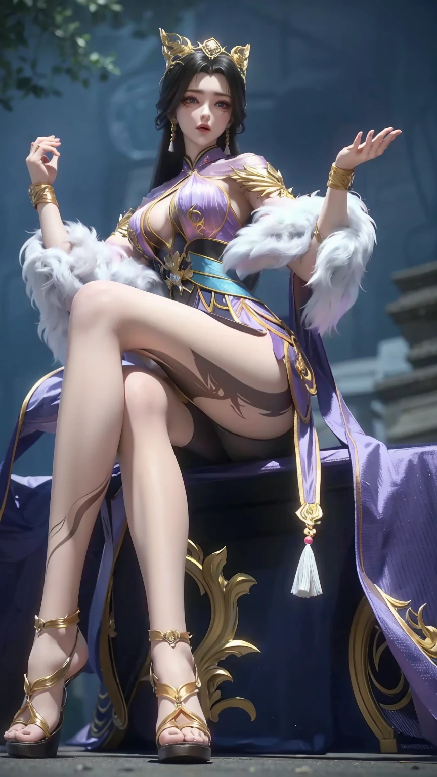Arad woman in a dress sitting on a throne, cute anime waifu in a nice dress, trending on cgstation, 8K high quality detailed art, anime barbie in white, highly detailed exquisite fanart, Extremely detailed Artgerm, the anime girl is crouching, Flowing magic robe, Beautiful and attractive anime woman, WLOP 和 Sakimichan