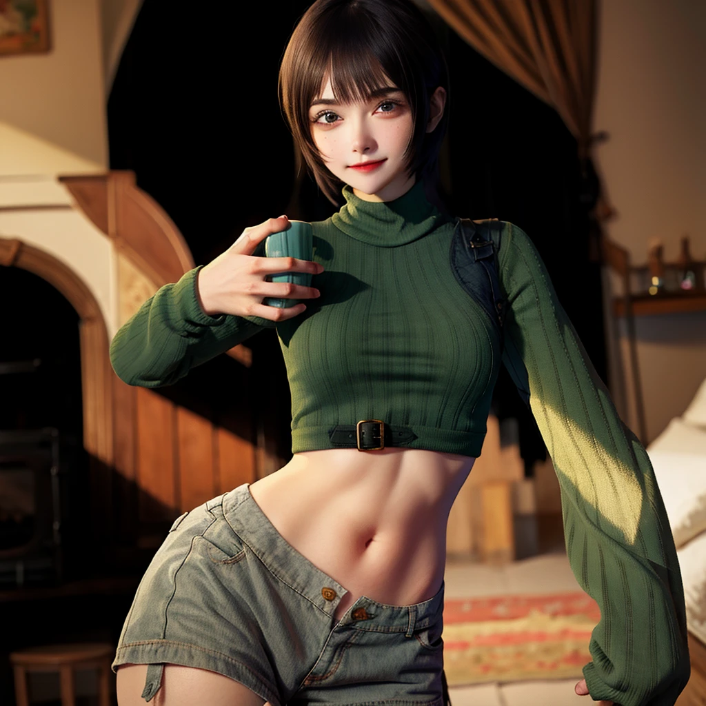 green ribbed sweater