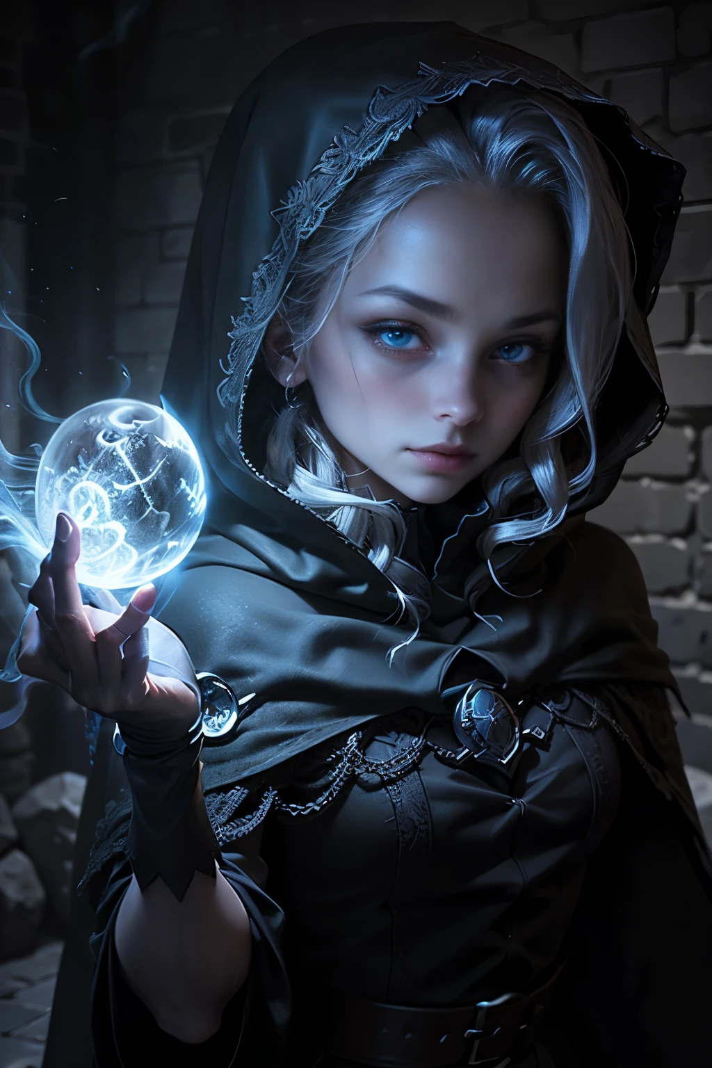 Shadowy Woman in a Rogue's Cloak, Enshrouded in a Veil of Unending Mystery
In the dimly lit corners of the cobblestone alley, a figure clad in a cloak of black satin emerges. The cloak billows behind her, hinting at hidden depths and auras of secrecy. Her eyes, a piercing silver, carry whispers of untold stories, as if the very secrets of the universe were hidden within their depths. She is a woman of mystery, a woman of the shadows, a woman in a rogue's cloak. Her very presence ignites a spark of curiosity, a longing to uncover the en