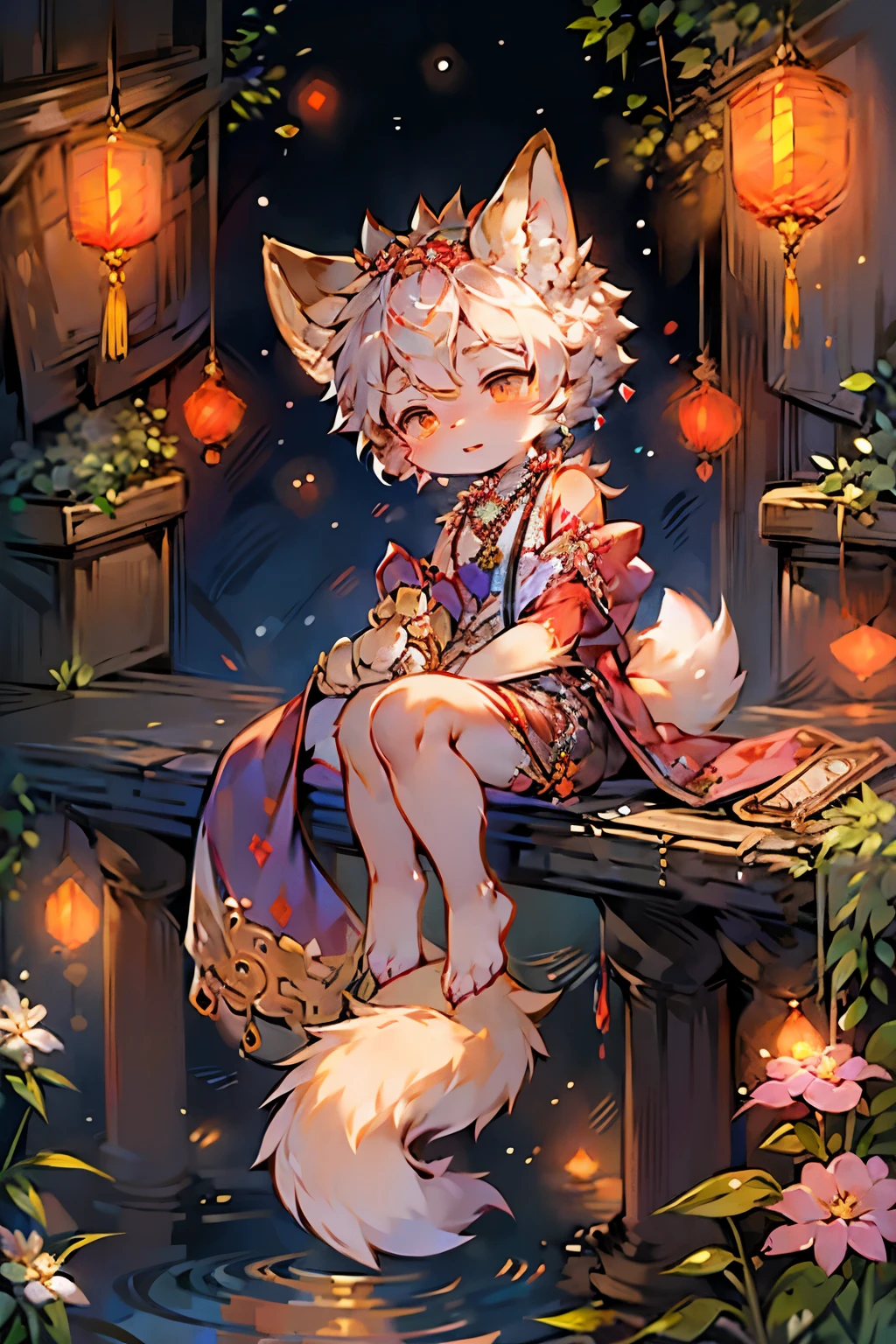 Juvenile Rabbit Girl,bushing,Fashion Girl,cheongsam,Chinese clothes,Flowering,(masterpiece:1.4),(best quality:1.4),(Glowing skin),Red lips,Looking at the audience,
