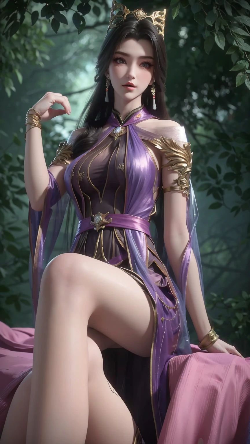 a beautiful young woman with long hair, wearing a nightgown, sitting on a bed, barefoot, in a dress, lying on her side, cross-legged, full body shot, (best quality,4k,8k,highres,masterpiece:1.2),ultra-detailed,(realistic,photorealistic,photo-realistic:1.37),beautiful detailed eyes,beautiful detailed lips,extremely detailed eyes and face,longeyelashes,natural lighting,warm tones,soft focus,portraits,chiaroscuro,depth of field