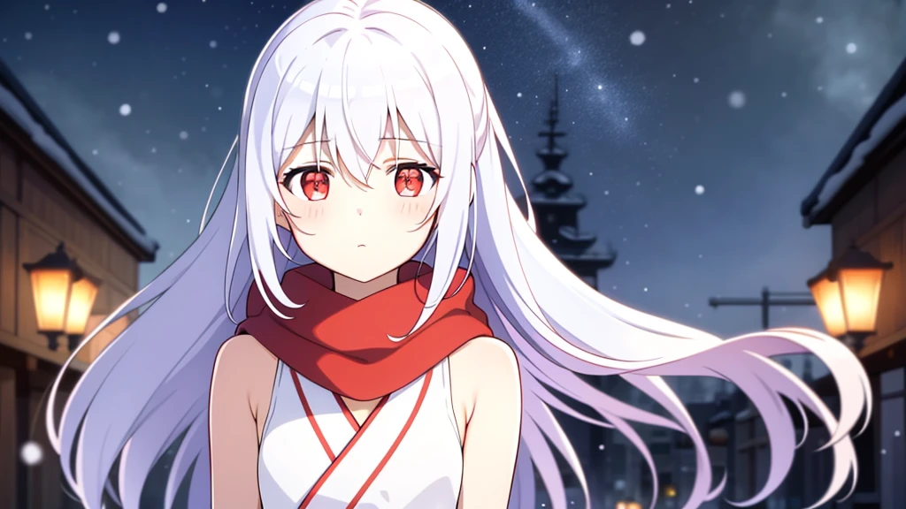 ((masterpiece)),(best quality),Official Art,Extremely detailed CG,Unity 8K wallpaper,Very detailed,Beautiful and delicate eyes,Extremely detailed face,1 girl,solitary,,(whole body:1.5),(small:1.3),,winter,Snowflakes fell in the sky,Light up the lights,Have a prosperous New Year,Spring Festival,Wearing a long red scarf,Red coat,Walking in the street,Celebrate in a warm atmosphere