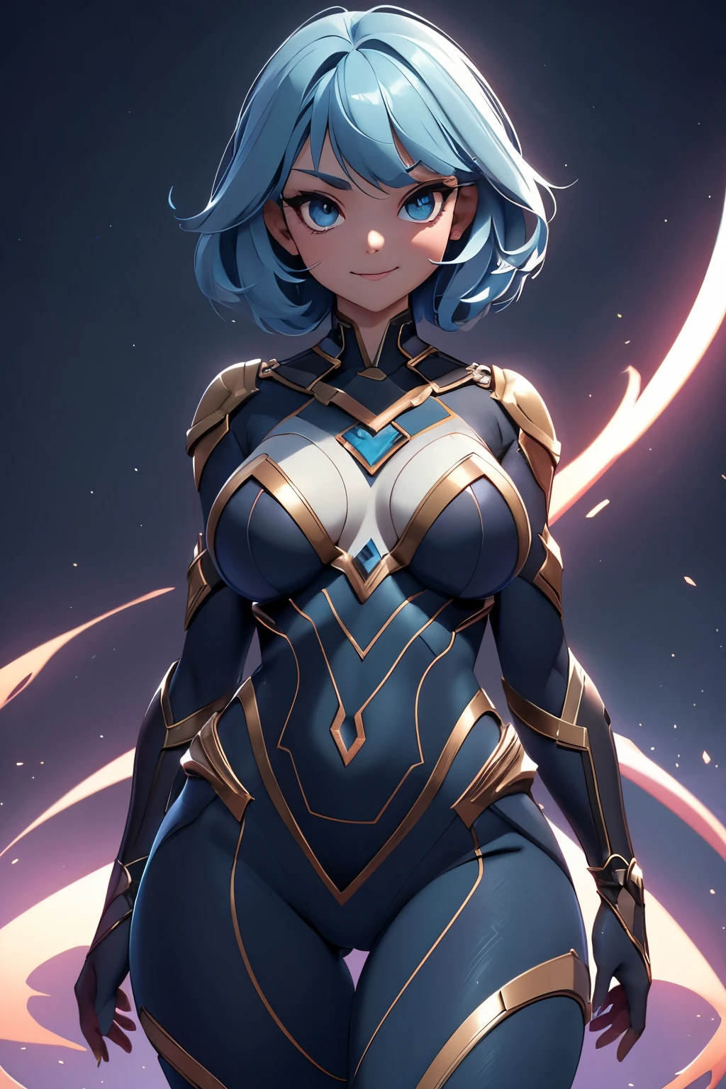 Nova -- S2:

A Stunning 8K Masterpiece, Ultra-realistic 8KCG, Exquisite Detail, Perfect Animation, Dramatic Shadows, dynamic lighting,

Nova, the enchanting character, is gracefully posing in an exquisitely detailed, CG Unity environment. Her sleek, S-shaped body is accentuated by a form-fitting, glowing suit, showcasing her slender waist, large full breasts, and visible navel.

Nova's face is stunningly beautiful, with sharp features, asymmetrical bangs, beautiful eyelashes, and a captivating smile that reaches her