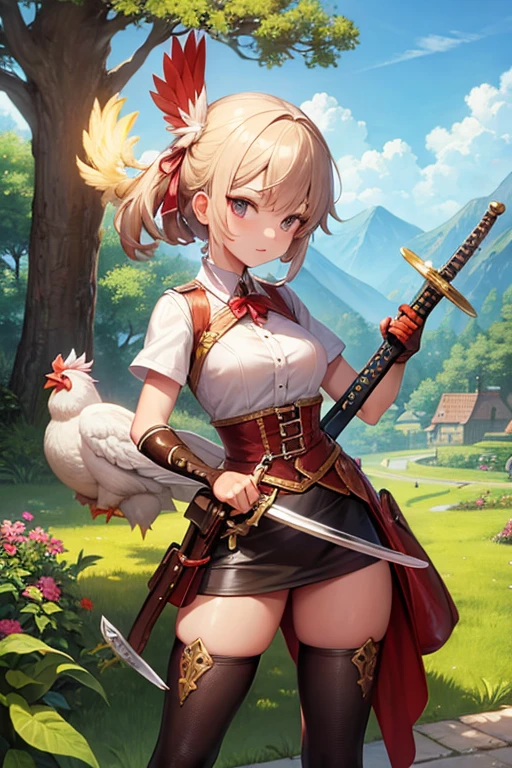 Chicken holding a sword,Land of Harmony