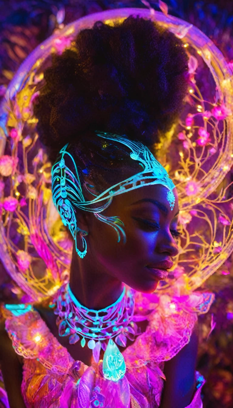 The inner soul  of a black women dreams  bioluminescent