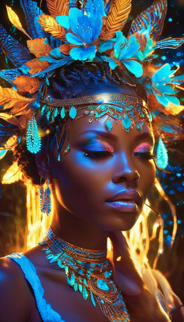 The inner soul  of a black women dreams  bioluminescent