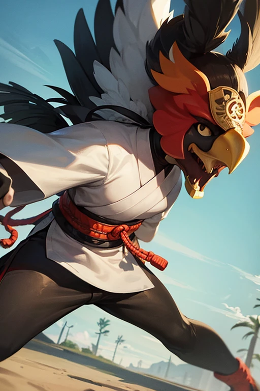 The shape of the chicken remains the same,Chicken becomes a samurai