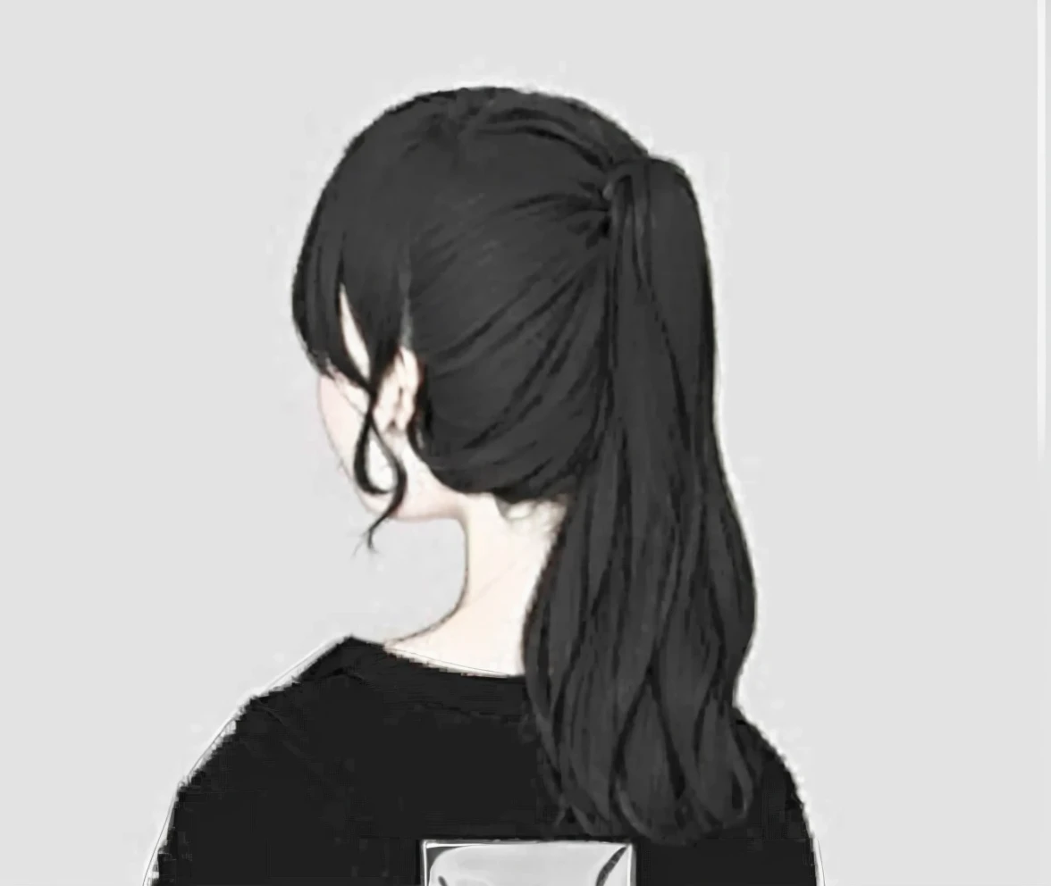 Japanese black hair her I can't see your face overall blurry back view back hair only background night road boyfriend's perspective The whole body is reflected short sleeve long skirt