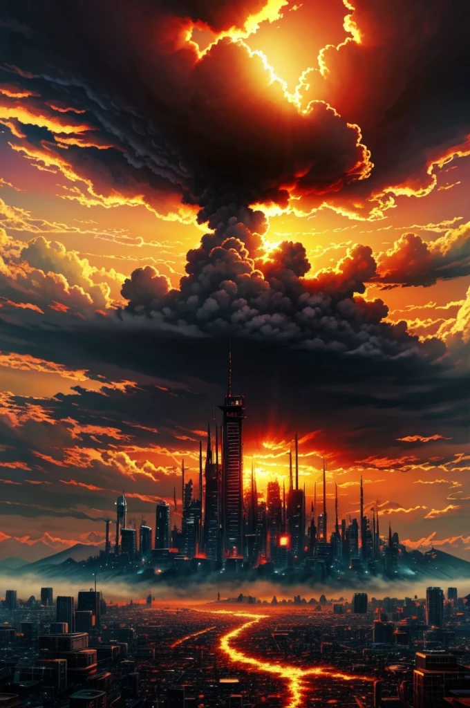 apocalyptic background, Anime 2D, title, 8k