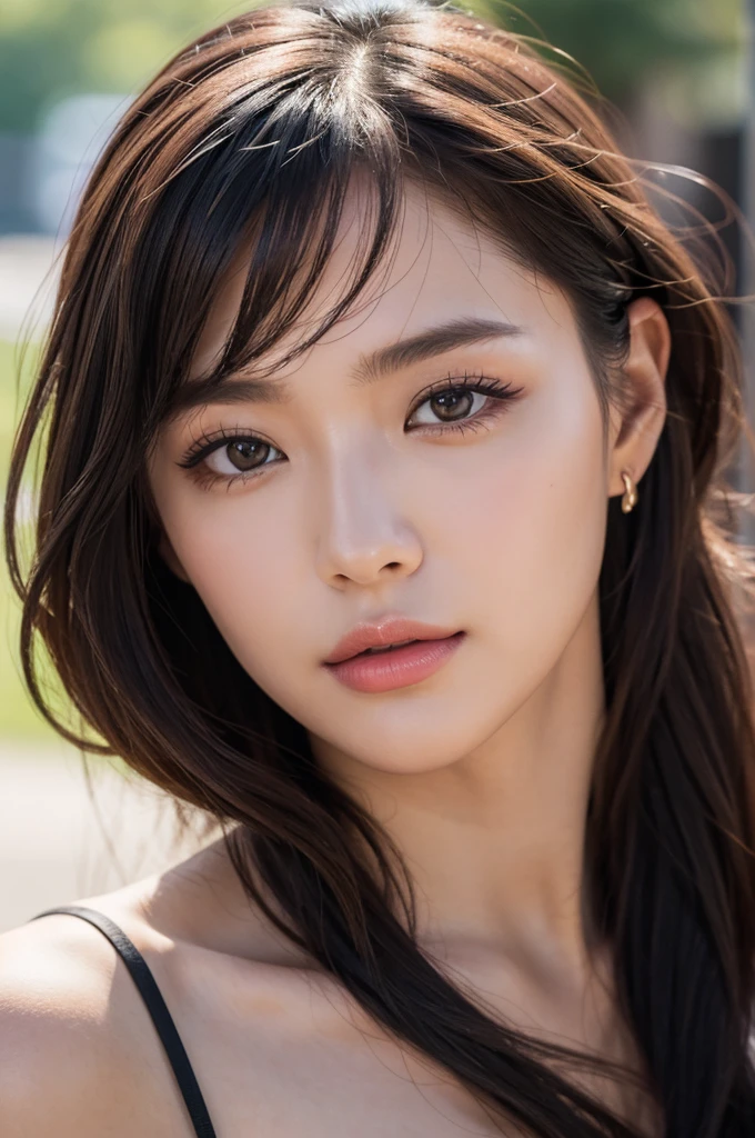 close-up of a stunning fashion model, ultra-realistic, portrait, shot on a Sony A7III, high quality --ar 35:64 --stylize 250