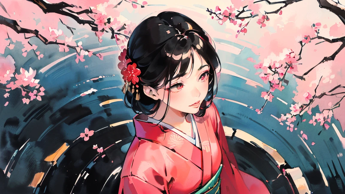 (((Oiran))),(((Prostitute))), (((Looking Down from Above:1.8))), ((((upturned eyes :1.5))),(((watching a Sakura))),Flashy kimono,hair ornaments, Scenery of Kyoto,(((low saturation))),(((low saturation))),(((low saturation))),(((low saturation))),(((low saturation))),(((low saturation))),(((low saturation))),(((night))),(((night))),(((night))),(((night))),(((night))),(((night))),(((night))),(((night))),(((night))),(((night))),(((night))),(((night))),(((night))),(((night))),(((night))),(((night))),(((night))),(((night))),(((night))),(((night))),(((night))),(((night))),(Lips are red:1.5)、 20-year-old, Watercolor, masterpiece, Highest quality, Very delicate and beautiful girl,Very delicate and beautiful, world masterpiece theater, Super detailed, Very detailedな, Highest quality,(((Pink kimono)))。(((Pink kimono)))。(((Pink kimono)))。(((Pink kimono)))。(((Pink kimono)))。(((Pink kimono)))。(((Pink kimono)))。(((Pink kimono)))。(((Pink kimono)))。 (((Black Hair))), (((Black Hair))), (((Black Hair))), (((Cherry tree))), (((Cherry tree))), (((Cherry tree))), (((Cherry tree))), (((Upper Body))), (((Upper Body))), (((Upper Body))), (((Upper Body))), (((Upper Body))), (((Upper Body))), High resolution, Very detailed,5 girls, Highest quality,  masterpiece, Highest quality, Accuracy, A woman in her twenties from the late Edo period.。(((赤いFlashy kimono)))。 。In the style of old Japanese paintings with low saturation、The women look like modern anime characters..、She has a bit of Kabuki makeup on..。Strong 2D feel。。background, たくさんの花びらが散っている大きなCherry tree、