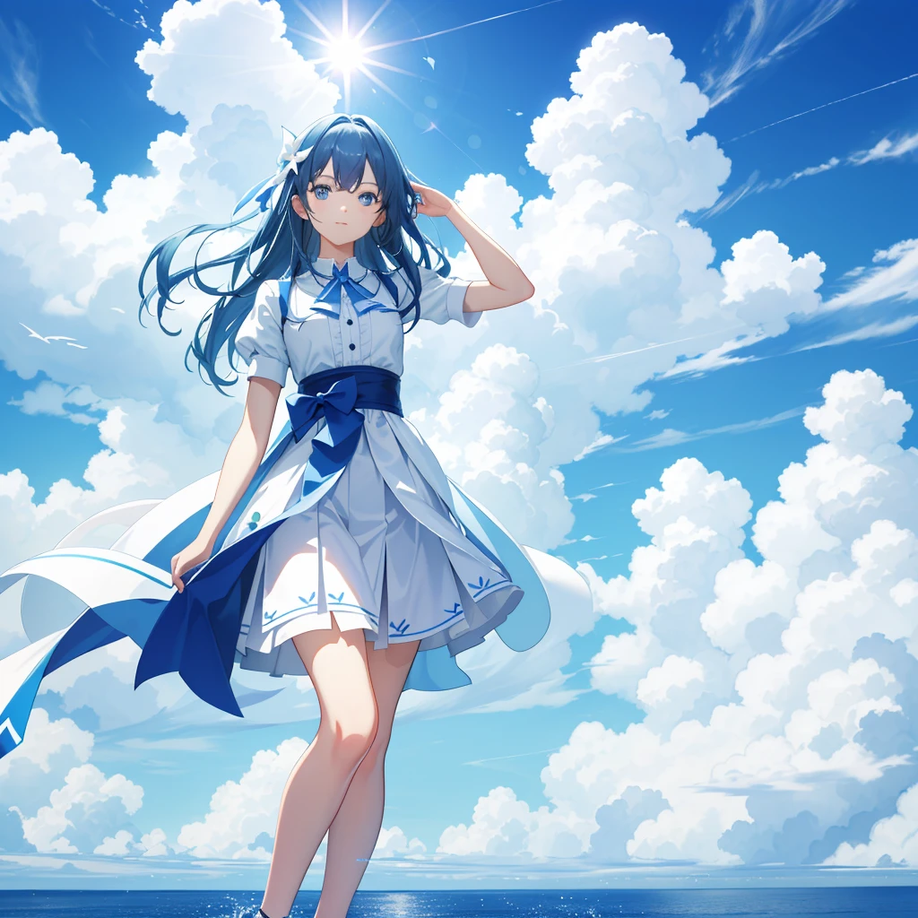 Blue sky and white clouds,The light shines, wallpaper,
