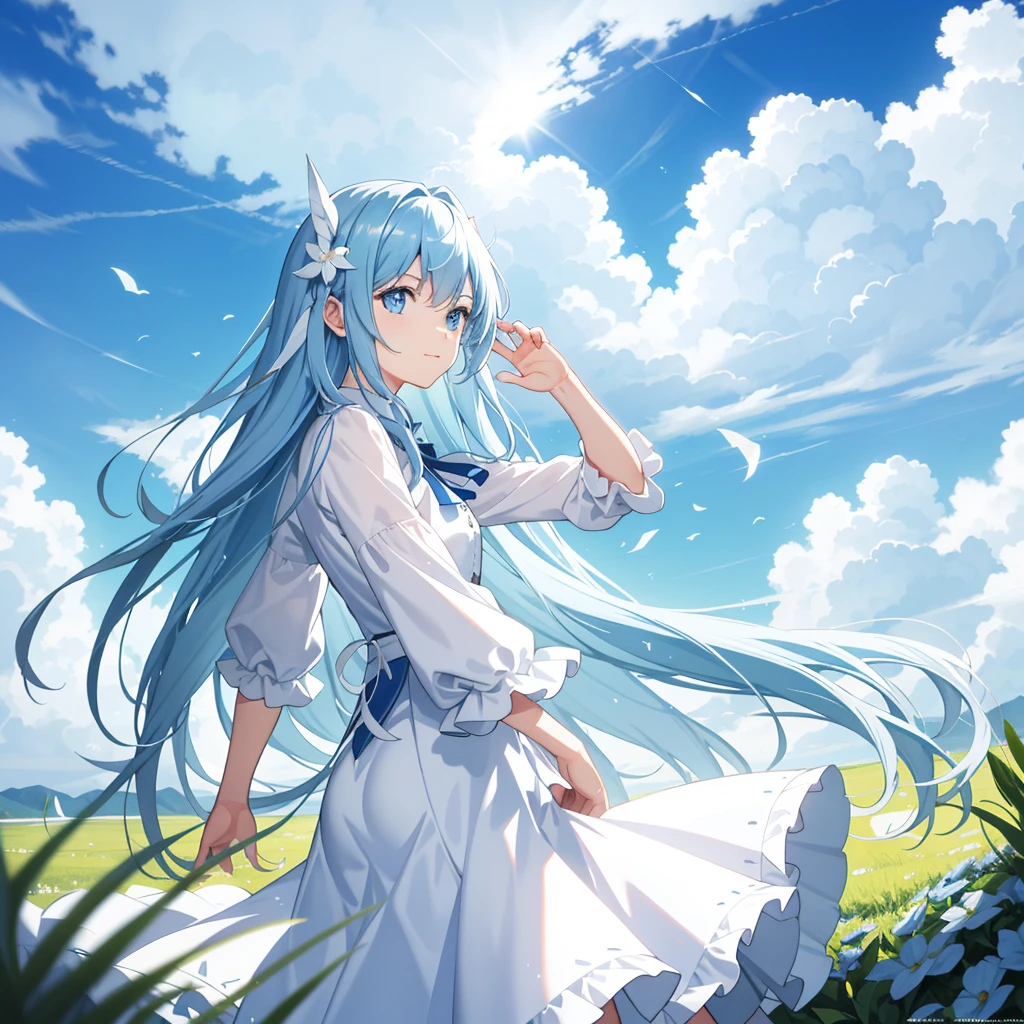 Blue sky and white clouds,The light shines, wallpaper,