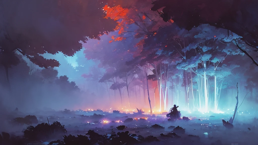 32k, Masterpiece, Highest quality, One girl, Detailed eyes, flower,gladiolus, Light blue and purple style,A dreamy, romantic piece,Pale red, Mysterious Leaves,A playful arrangement,Fantasy,High Contrast,Ink strokes,explosion,Exposure, Impression of light blue and purple tones,Abstract,((Watercolours by John Berkey and Jeremy Mann )) Brush strokes,Negative Space, Tyndall effect,