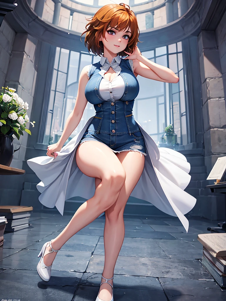 merula, full body, blue jeans, thighs, high heels, solo, nude tits