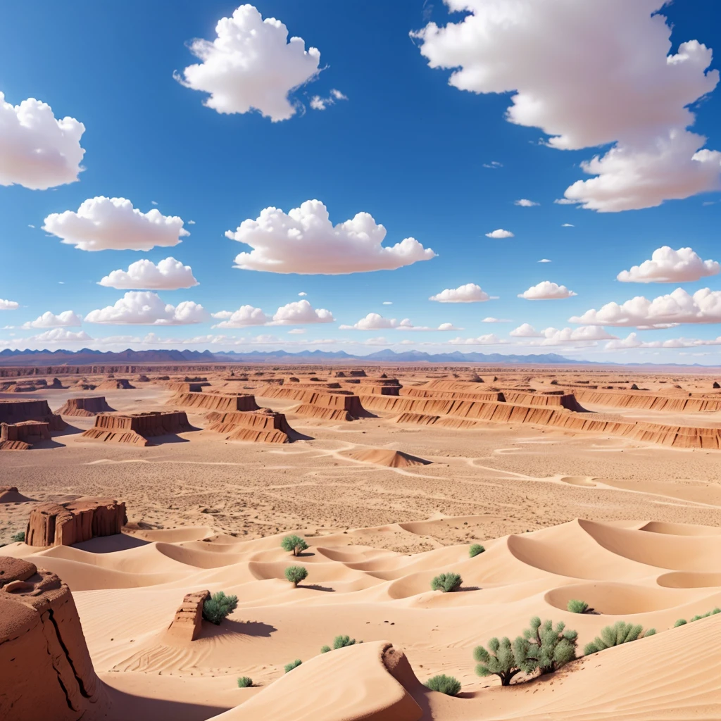 Blue cloudy sky、desert