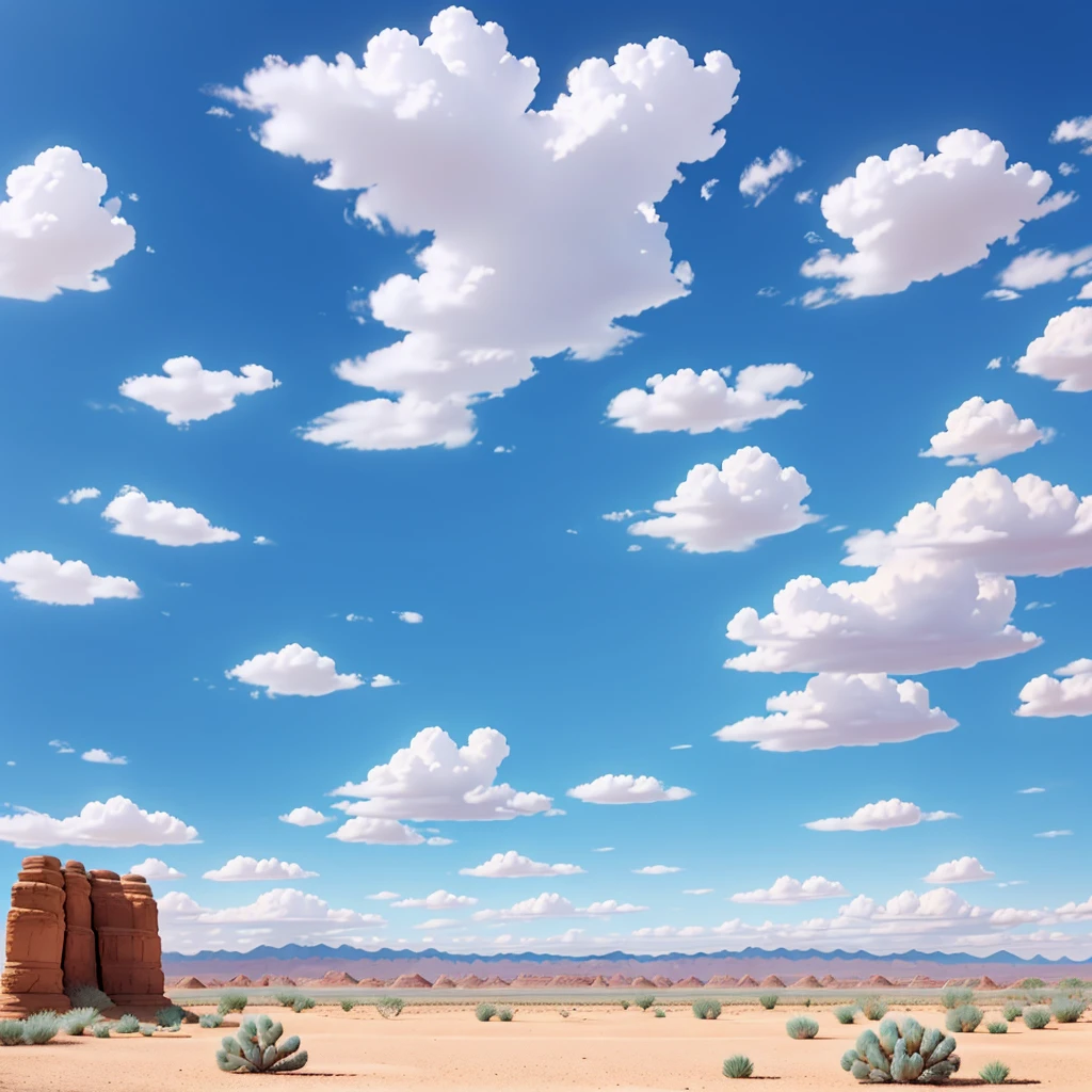 Blue cloudy sky、desert