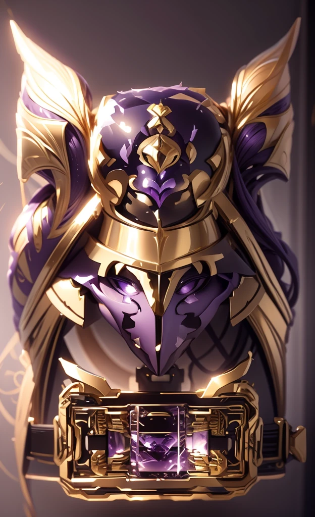 No other colors.，Does not contain any other colors.，Amethyst and gold pattern，There should be a lot of crystal effects like transparent crystal，Add some gold thread for decoration。The color changes to purple and gold，Some purple and gold（Ensure its layering and armor texture，Purple is the main color，Add some gold for decoration）