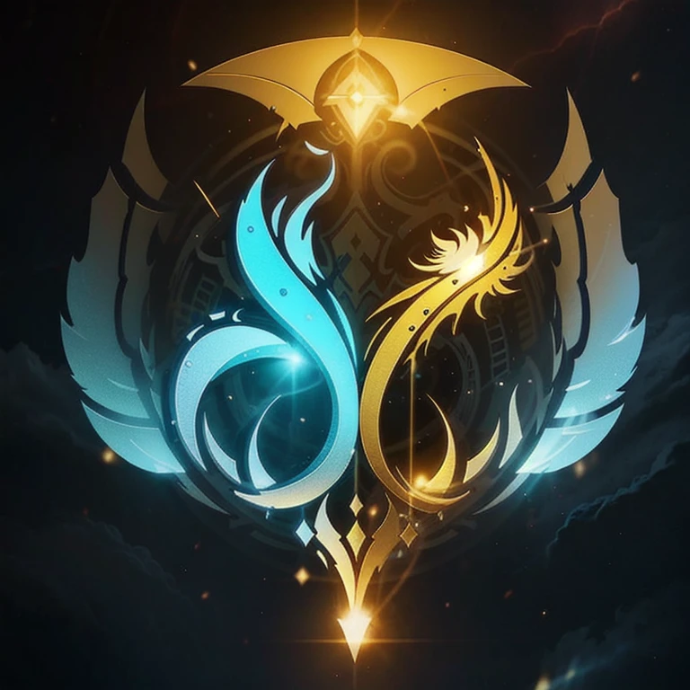 a logo using a spark of light, very simple for a light faction in an RPG world, light emblem, just yellow color, mighty, concentrated, dreamy, purify, Symmetrical, chic, high qualiy, White background, minimalistic