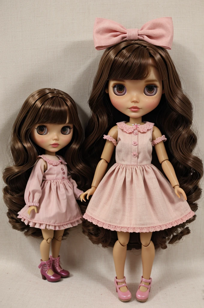 Make a blythe doll brown hair tan skin pink dress