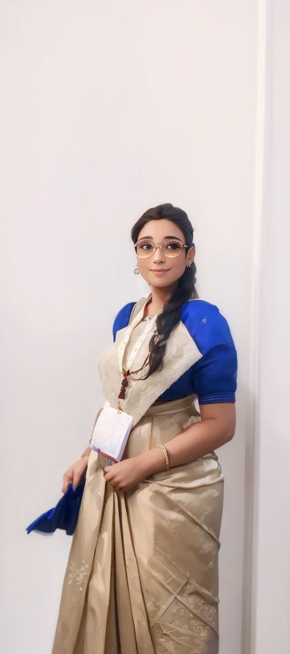 (A :1.3),(Masterpiece, Best quality:1.4), (Beautiful, Aesthetic, Perfect, Delicate, Intricate:1.2),((Best quality)), ((Masterpiece)), (Detailed),(A high resolution:1.2), Classroom, An adult female, Smiling Claudia Chever, Red shirt, White skirt, Glasses, Bend over, angle of view,