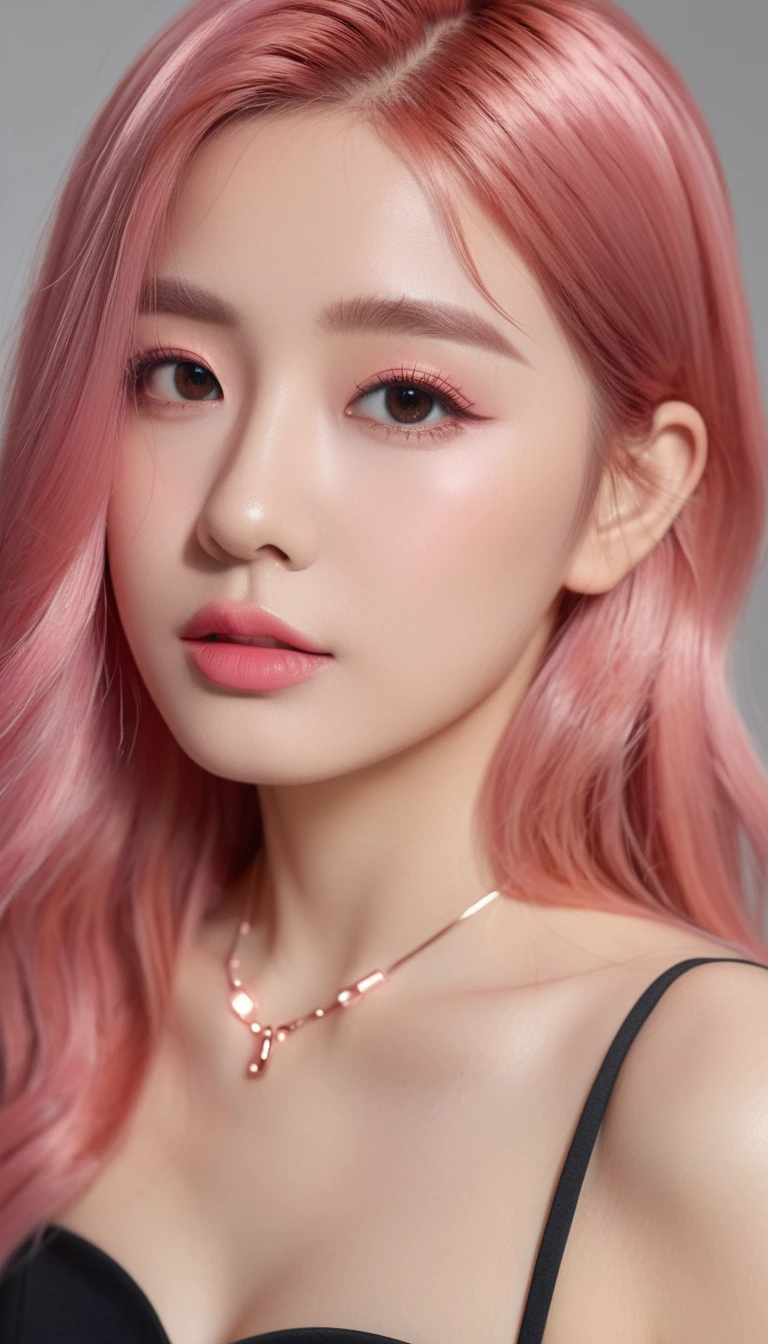 Pink Hair,Long hair,Single Side Lock Hairpin Blush Modern Lighting,Ray Tracing,Projection wide angle lens UHD,Textured Skin,High Detail,Best image quality 4K