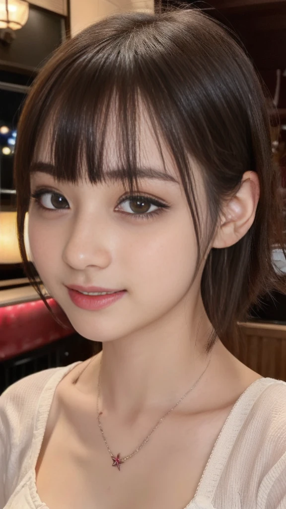 1 ultra super cute japanese girl, -yeld, st hair, part-time job at a bar, wear a lace nightgown, (detailed face, highly detailed eyes, incredibly beautiful eyes, symmetrical eyes, natural makeup, smile, open your mouth:1.5), (sexual climax, ecstasy:2.0), best quality, 4k, 8k, highres, masterpiece, ultra-detailed, realistic, photorealistic, photo-realistic, HDR, UHD, studio lighting, ultra-fine painting, sharp focus, physically-based rendering, extreme detail description, professional, vivid colors, bokeh