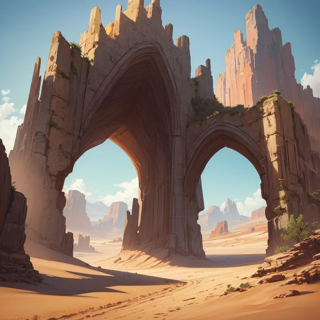 Yellow sand in the sky,The background is a vast desert, Desert Oasis,Rich Color,デジタルLandscape painting, Detailed Landscape — Width 672, Landscape painting, Environmental design illustration, Landscape painting 詳細, Desert Oasis landscape, Concept Art, Highly detailed digital art in 4K, 4K Digital Painting, 4K Digital Painting, Amazing digital illustrations, Desert Background, デジタルペインティングConcept Art, Detailed digital painting, Inspired by Christophe Vaché, Heavenly gate, the Heavenly gate, Gateway to another dimension, Magical Portal Gateway, 高い金色のHeavenly gate, Rob McNaughton, Dream Portal