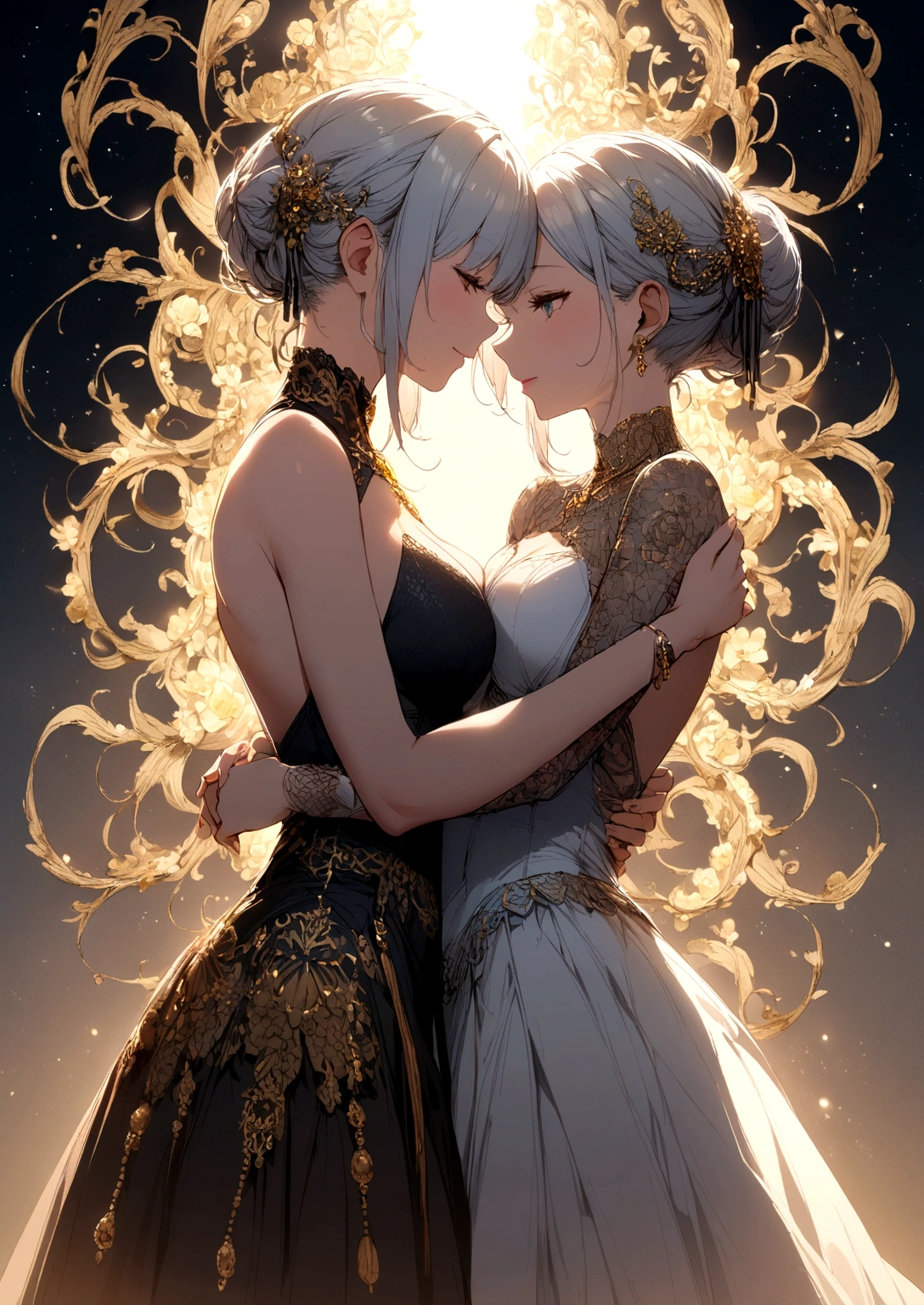 Two women, chest to chest