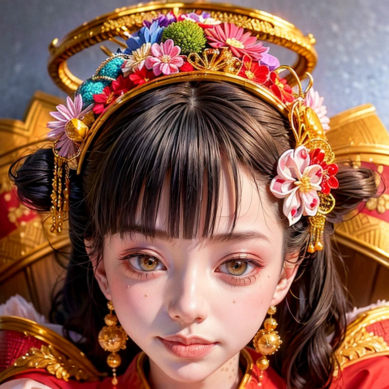 (PUNIPUNI clavicle KIMONO ((offshoulder)) KANZASHI FlowerHairpins Topknot TwinBun Oiran-Hair)High-level, 8K Masterpiece TopQuality, Ultra-detailed CG, Absurd detailed wallpaper, PerfectLighting, Extremely detailed (((Personifying " OIRAN " as a KAWAII Girl))), Characteristic Items, aesthetic LifeLike Rendering, MysticSight, Haze Tyndall Scattering, (Studio GRAY Background with (Oodles Dazzling Iridescent 🌈Particles (BokeH))), (((Assfocus)) RoundlyButt) ThighGap, (Exposed:0.44) 🔞 BREAK (Acutance:0.8), (NOGIZAKA FaceVariations) Extremely Detailed very KAWAII FaceVariations, Childish CaptivatingGaze ElaboratePupils ParfectEyes with (SparklingHighlights:1.28), (Voluminous LongEyelashes:0.88), 💄💋✨ GlossyRedLips with BeautifulDetails, CoquettishTongue, PUNIPUNI RosyCheeks, Radiant PearlSkin with Transparency, Glowing DowneyHair . { (Dynamic LifeLike expressions:1.4) | (:d) }, (large eyes:-1) .