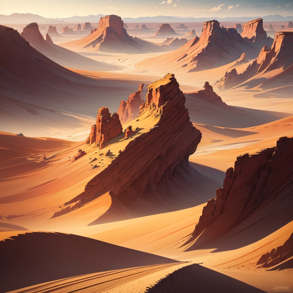 Yellow sand in the sky,The background is a vast desert, Desert Oasis,Rich Color,Digital Landscape Painting, Detailed Landscape - Width 672, Landscape art, Environmental design illustration, Landscape painting (details), Desert Oasisの風景, Concept Art, Highly detailed 4K digital art, 4K Digital Painting, 4K Digital Painting, Amazing digital illustrations, Desert Background, デジタルペインティングのConcept Art, Detailed digital painting