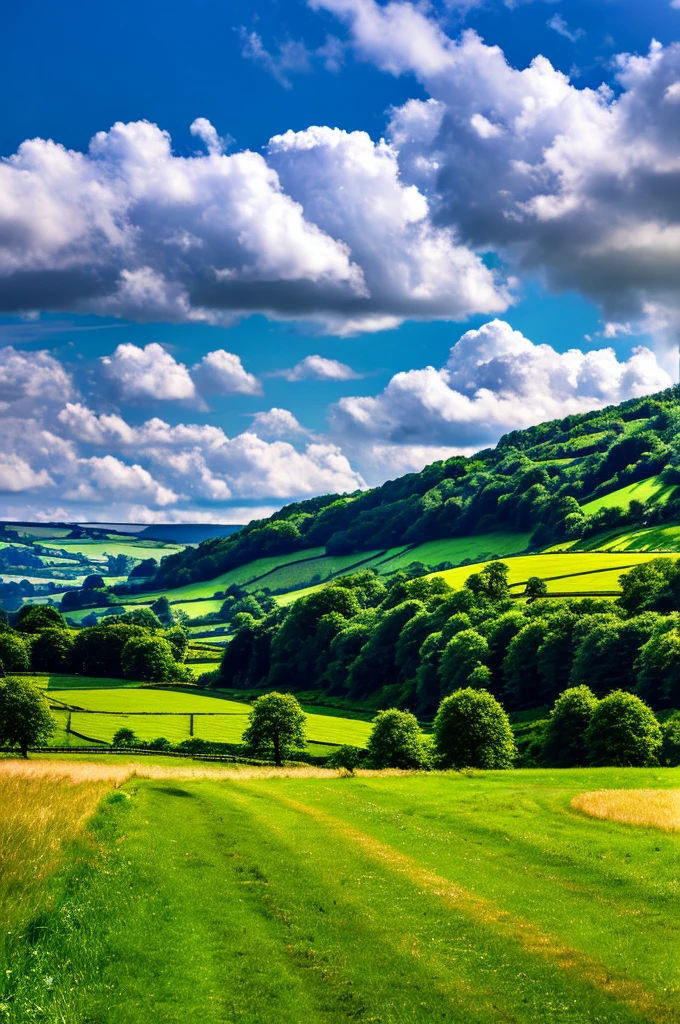 Original landscape,Sky and clouds,Tyndall effect,A country road,Colorful hot air balloon,High quality desktop wallpaper, Verdant forest, Detailed field properties, Beautiful English countryside, Stunning scenery, Rolling Hills, Landscape Wallpaper, Lush countryside, Green forests, Stunning scenery, Green fields in the background, High quality wallpaper, Beautiful wallpapers,Ultra high quality,Ultra HD,Ultra-high resolution