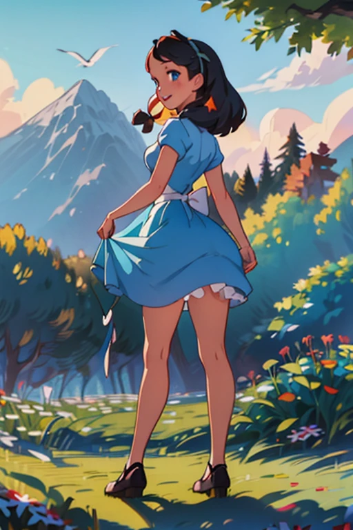 (masterpiece:1.4), (Highest quality:1.4), (High resolution:1.4), alice liddell, blue micro bikini, Black hair band, smile, View your viewers, Porn, Seductive posture, Accurate anatomy , (I had already finished :1.3) , teeth, Browsing Caution , ((string, String,)):1.3 , Rear View , View your viewers , Present, Expose , Seductive posture, I had already finished, Sexy pose, Fascinating,