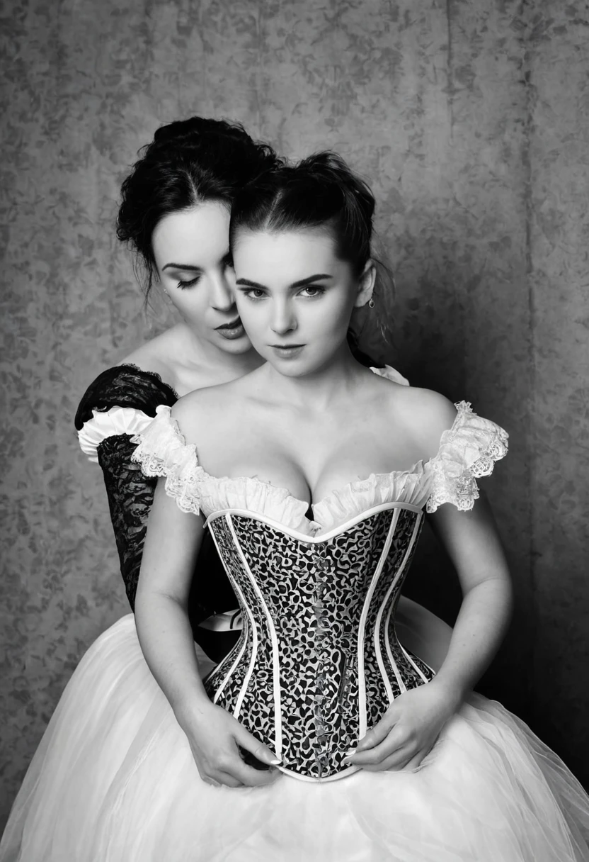 woman and girl in corset