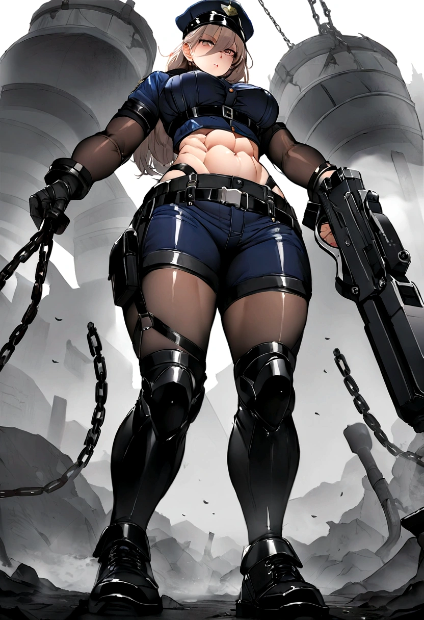 Masterpiece, Professional, High Definition - quality, sharp focus, perfect artwork, Best Illustration, trending on artstation, UHD, 4k, full body, NSFW
back , Perfect ass , A muscular 35-year-old warrior woman almost naked in the Simon Bisley style for the cover of Heavy Metal magazine, bare thighs, tiny thong, garter belt, super short black hair , clean face, Minimal clothing, red carbon fiber cyberpunk outfit with small blue and white details, red clothing , short-cut , full body , tiny red thong)