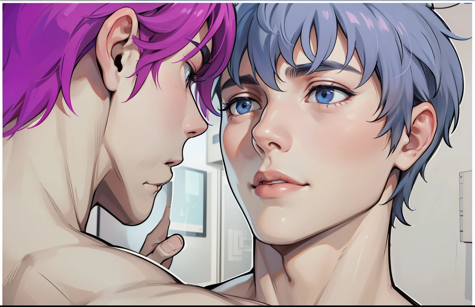 two boys approach nervously, we are afraid to kiss