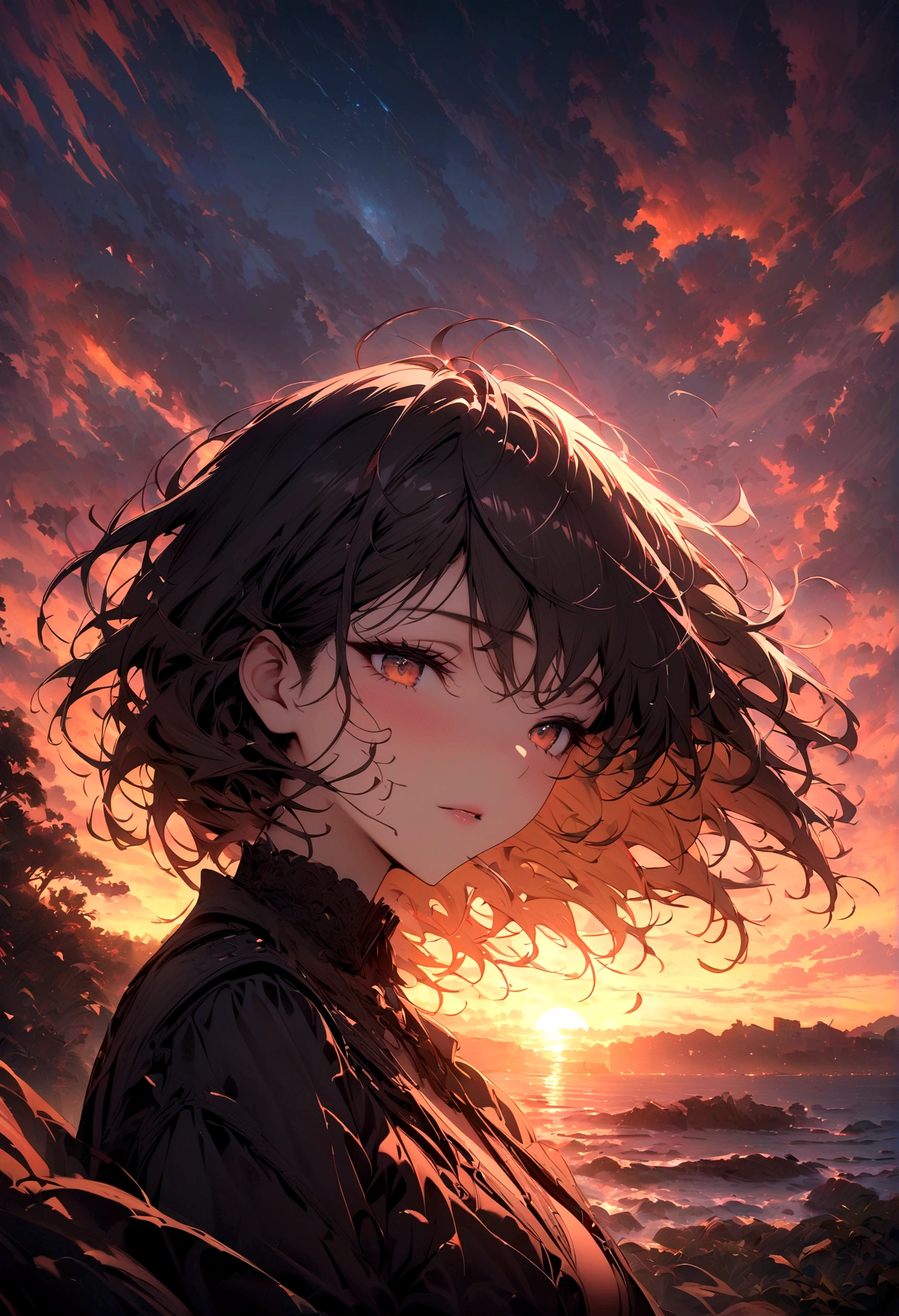 ((masterpiece, Highest quality, High resolution)), ((Highly detailed CG integrated 8K wallpaper)), There is a plane flying in the sky at sunset, Cloudy sunset, The sun rising in the sky is strong, moody Sunset in the background, It's an orange-tinted sky outside, Sunset under cloudy sky, sky setting, Sunset in the background, dusk Sunset in the background, It's sunset, Sunset in the background, Background sky, Background sky, Dramatic Sky