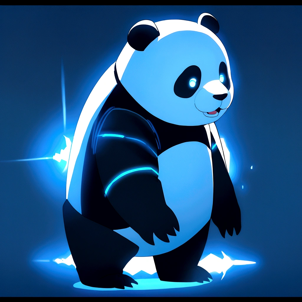 Highest quality, Movie stills, Panda ,One animal, No background,Whole body,Pandaだけ,Cute robot-like