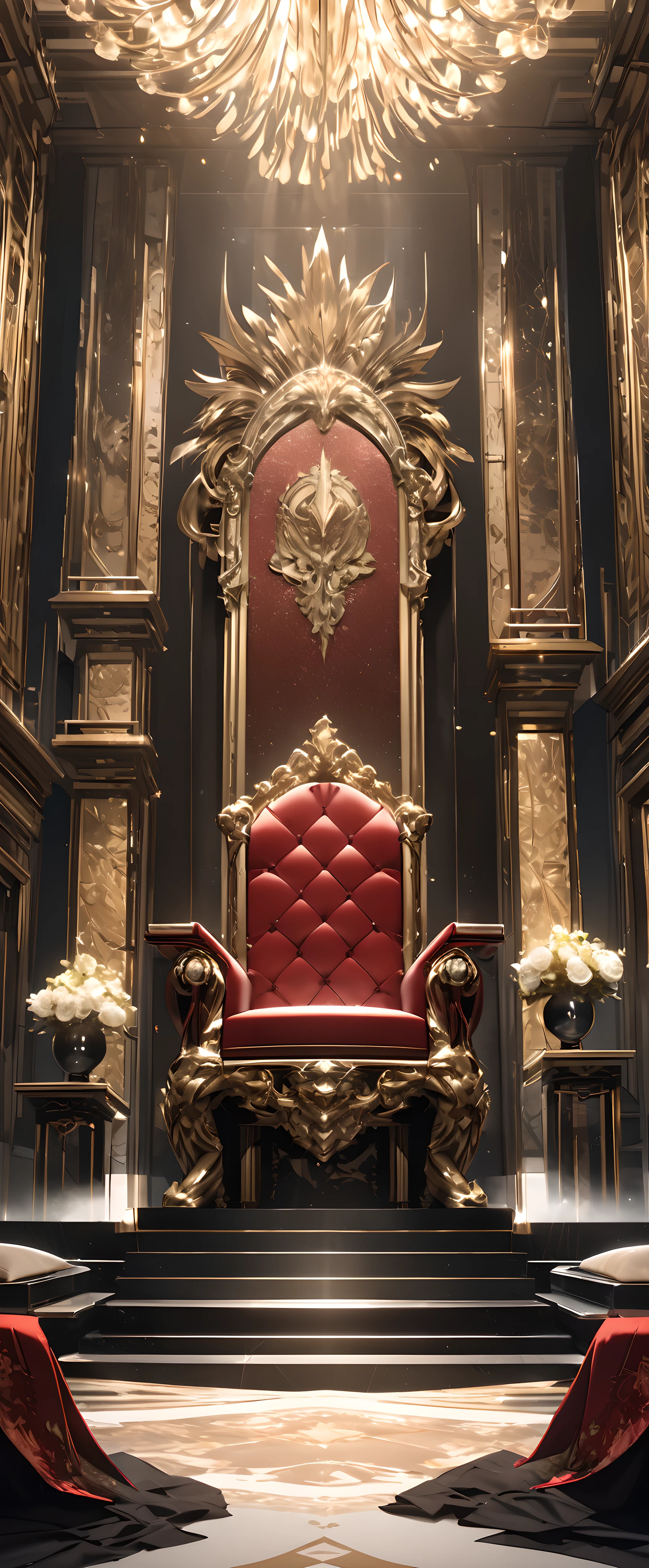 Legend of the Great Throne, 
(The backs of royals pledging allegiance to the throne),
((The royals and nobles、I kneel before a throne。))
((No one is allowed to sit、))It is the throne that rules over all power.。
((A luxurious and luxurious throne、Maximize your dominance and intimidation。))
Create aesthetic and historical artwork with Super Retina。