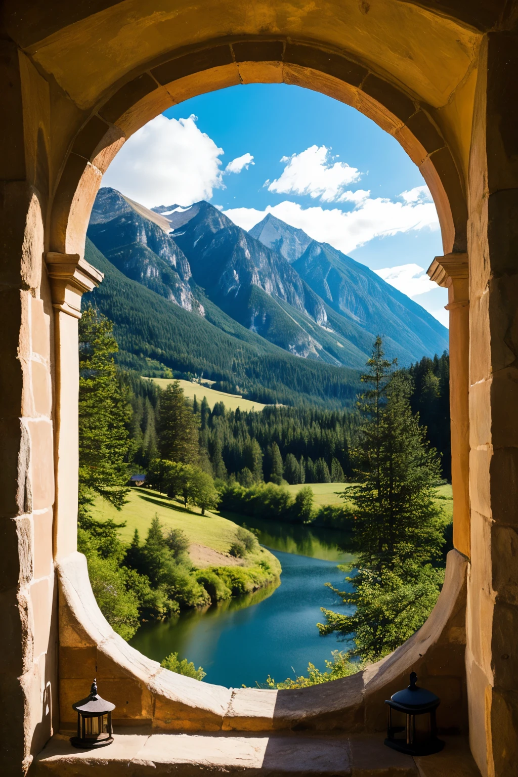 ((Best Quality)), ((Masterpiece)), (detailed), a beautiful landscape with some musical instruments