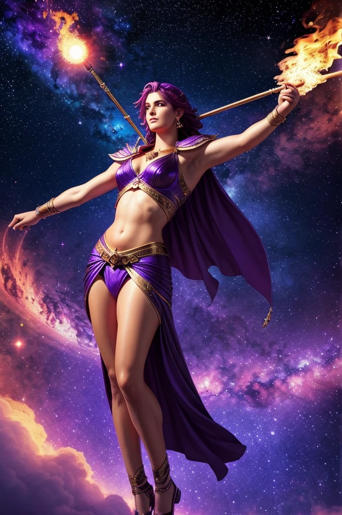 God Sagittarius in Jupiter. fire, bright, purple blue color, detailed, inspiration.