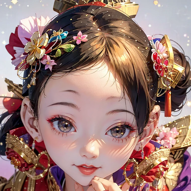 (PUNIPUNI clavicle KIMONO ((offshoulder)) KANZASHI FlowerHairpins Topknot TwinBun Oiran-Hair)High-level, 8K Masterpiece TopQuality, Ultra-detailed CG, Absurd detailed wallpaper, PerfectLighting, Extremely detailed (((Personifying " OIRAN " as a KAWAII Girl))), Characteristic Items, aesthetic LifeLike Rendering, MysticSight, Haze Tyndall Scattering, (Studio GRAY Background with (Oodles Dazzling Iridescent 🌈Particles (BokeH))), (((Assfocus)) RoundlyButt) ThighGap, (Exposed:0.44) 🔞 BREAK (Acutance:0.8), (NOGIZAKA FaceVariations) Extremely Detailed very KAWAII FaceVariations, Childish CaptivatingGaze ElaboratePupils ParfectEyes with (SparklingHighlights:1.28), (Voluminous LongEyelashes:0.88), 💄💋✨ GlossyRedLips with BeautifulDetails, CoquettishTongue, PUNIPUNI RosyCheeks, Radiant PearlSkin with Transparency, Glowing DowneyHair . { (Dynamic LifeLike expressions:1.4) | (:d) }, (large eyes:-1) .