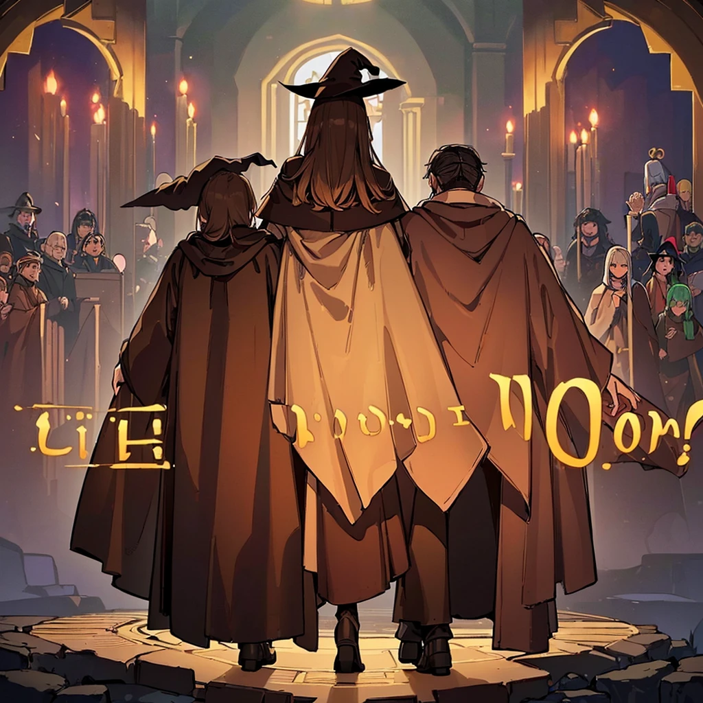 ((((Full body character concept、10 people))))、Highest quality, Best Quality,Best illustrations、middle ages、(((Simple brown robe、Witch Robe)))、(40-year-old uncle、Kaiser moustache)、(Close your eyes、Close your eyes、smile)、dance、(From the back、Back view)