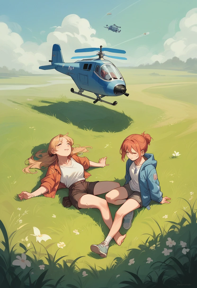 Poor women made Helicopter with grass