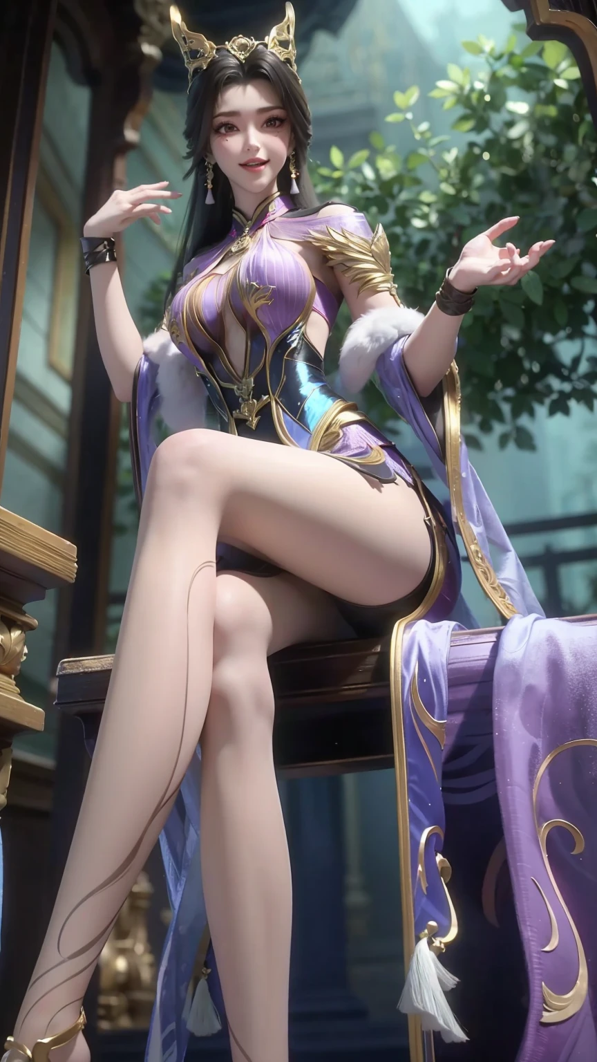 ((Shot in the knee)), ((From below)),A young girl, Wearing a skirt，At the bar, sit on the chair, Cross your legs, Posing elegantly, Detailed scenario, Messy long hair, Blush Blush, Beautiful slender legs, (Very high color saturation), details, Ultra Detailed, (masterpiece, Best quality), (Extremely exquisite and beautiful work), Delicate earrings, Exquisite necklace, Simple blur background, Extremely detailed description, Super Fine, Delicate face, slim body, Thin waist, (Grin), (Anatomically correct)，whole body，barefoot