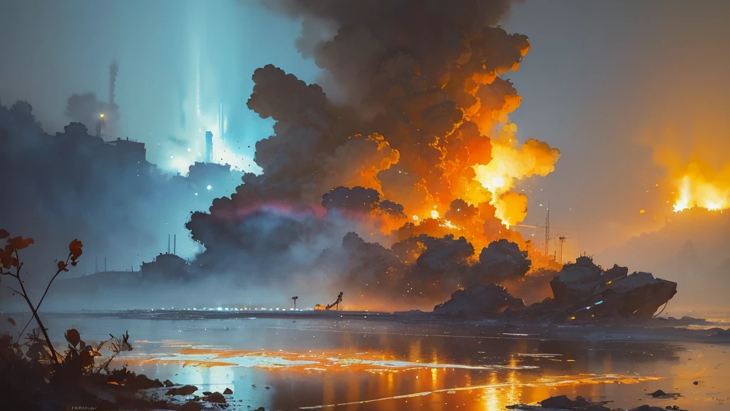 32k, Masterpiece, Highest quality, One girl, Detailed eyes, flower,gladiolus, Light blue and orange style,A dreamy, romantic piece,Pale yellow, Mysterious Leaves,A playful arrangement,Fantasy,High Contrast,Ink strokes,explosion,Exposure, Impression of light blue and orange tones,Abstract,((Watercolours by John Berkey and Jeremy Mann )) Brush strokes,Negative Space, Tyndall effect,