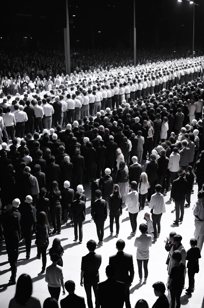 Portrait of A CROWD OF PEOPLE AT A FUNERAL, ROSTOS TRISTES DIA NUBLADO