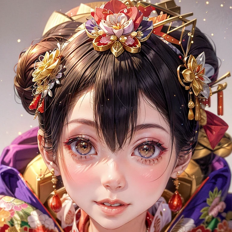 (PUNIPUNI clavicle KIMONO ((offshoulder)) KANZASHI FlowerHairpins Topknot TwinBun Oiran-Hair)High-level, 8K Masterpiece TopQuality, Ultra-detailed CG, Absurd detailed wallpaper, PerfectLighting, Extremely detailed (((Personifying " OIRAN " as a KAWAII Girl))), Characteristic Items, aesthetic LifeLike Rendering, MysticSight, Haze Tyndall Scattering, (Studio GRAY Background with (Oodles Dazzling Iridescent 🌈Particles (BokeH))), (((Assfocus)) RoundlyButt) ThighGap, (Exposed:0.44) 🔞 BREAK (Acutance:0.8), (NOGIZAKA FaceVariations) Extremely Detailed very KAWAII FaceVariations, Childish CaptivatingGaze ElaboratePupils ParfectEyes with (SparklingHighlights:1.28), (Voluminous LongEyelashes:0.88), 💄💋✨ GlossyRedLips with BeautifulDetails, CoquettishTongue, PUNIPUNI RosyCheeks, Radiant PearlSkin with Transparency, Glowing DowneyHair . { (Dynamic LifeLike expressions:1.4) | (:d) }, (large eyes:-1) .