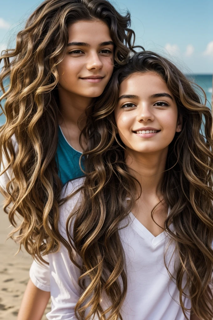 Boy with wavy hair and girl with wavy hair in love